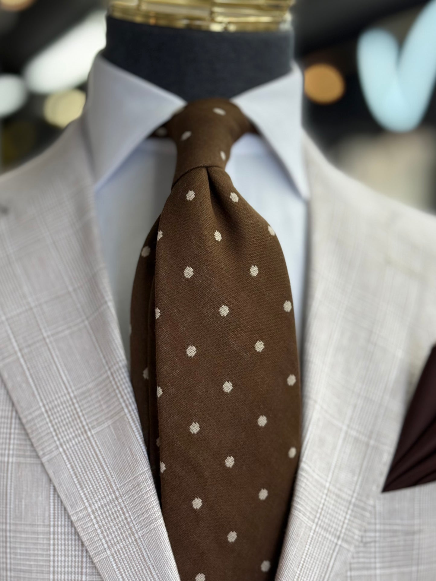 Necktie Polka Dot Brown & Beige