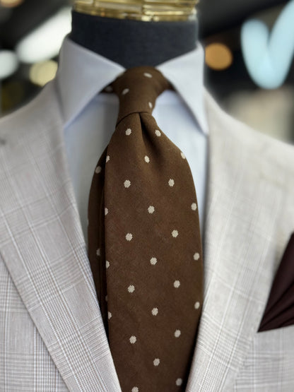 Necktie Polka Dot Brown & Beige