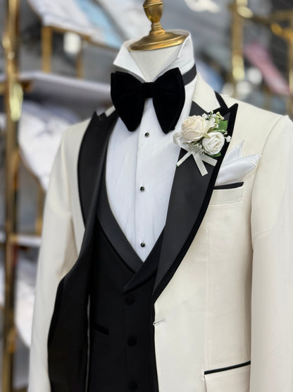 Ivory Signature Velvet Trim Peak Euro Tuxedo