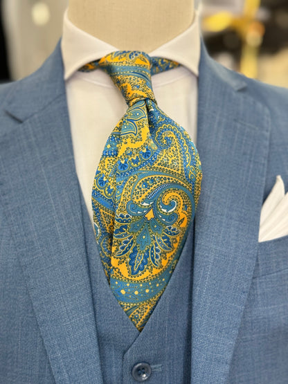 Necktie Big Paisley Yellow & Blue