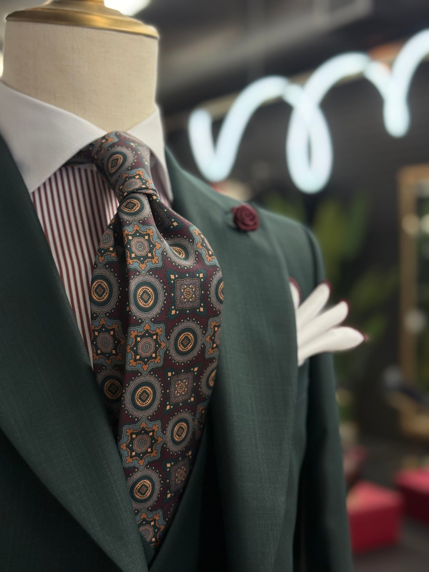 Necktie Burgundy Mosaic Medallion
