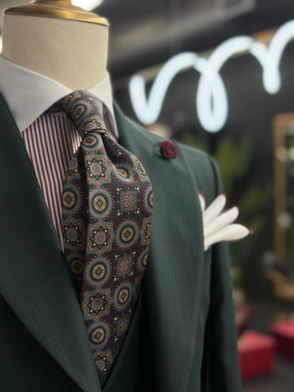 Necktie Burgundy Mosaic Medallion