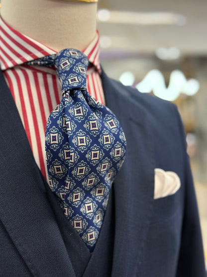 Necktie Medallion Royal Blue and Red dots