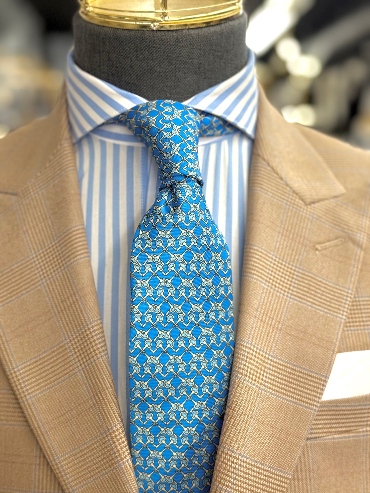 Necktie Horsebit L Blue & Gold
