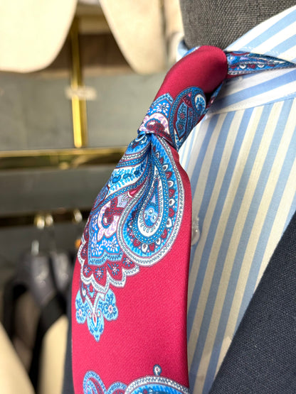 Necktie Big Paisley Crimson & Blue