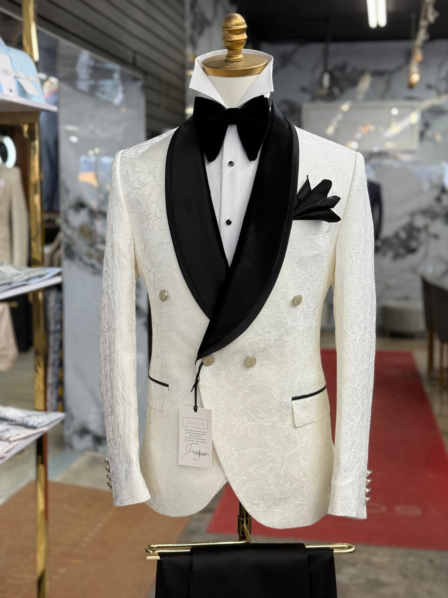 Off White Ivory Shawl Lapel Velvet Edition
