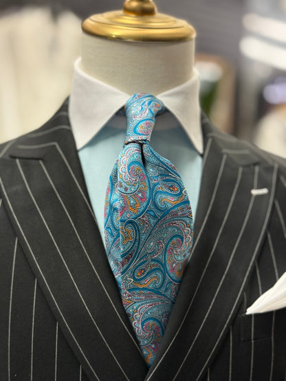 Necktie Mid Paisley Turquoise
