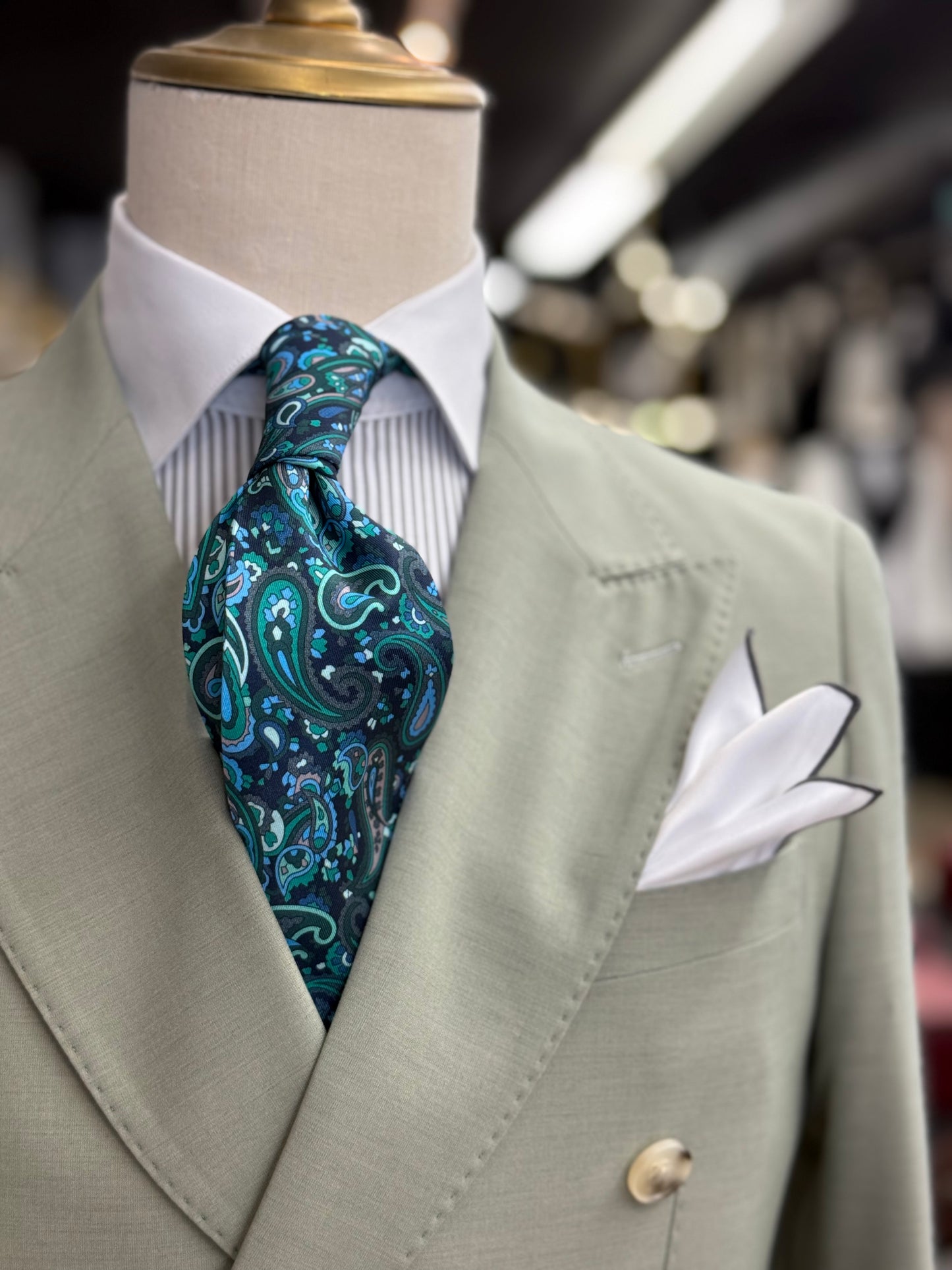 Sage Green Double-Breasted Suit Stretch