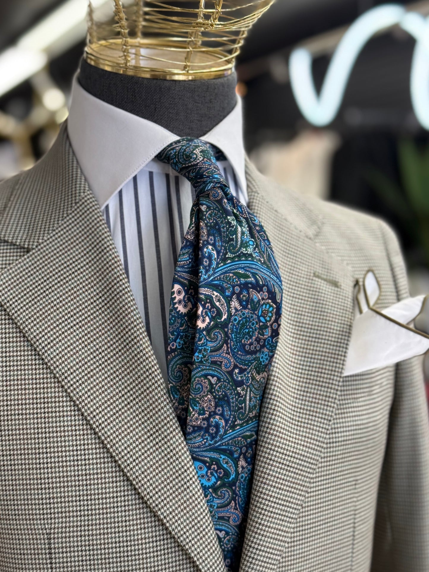 Necktie Paisley Blue and Green