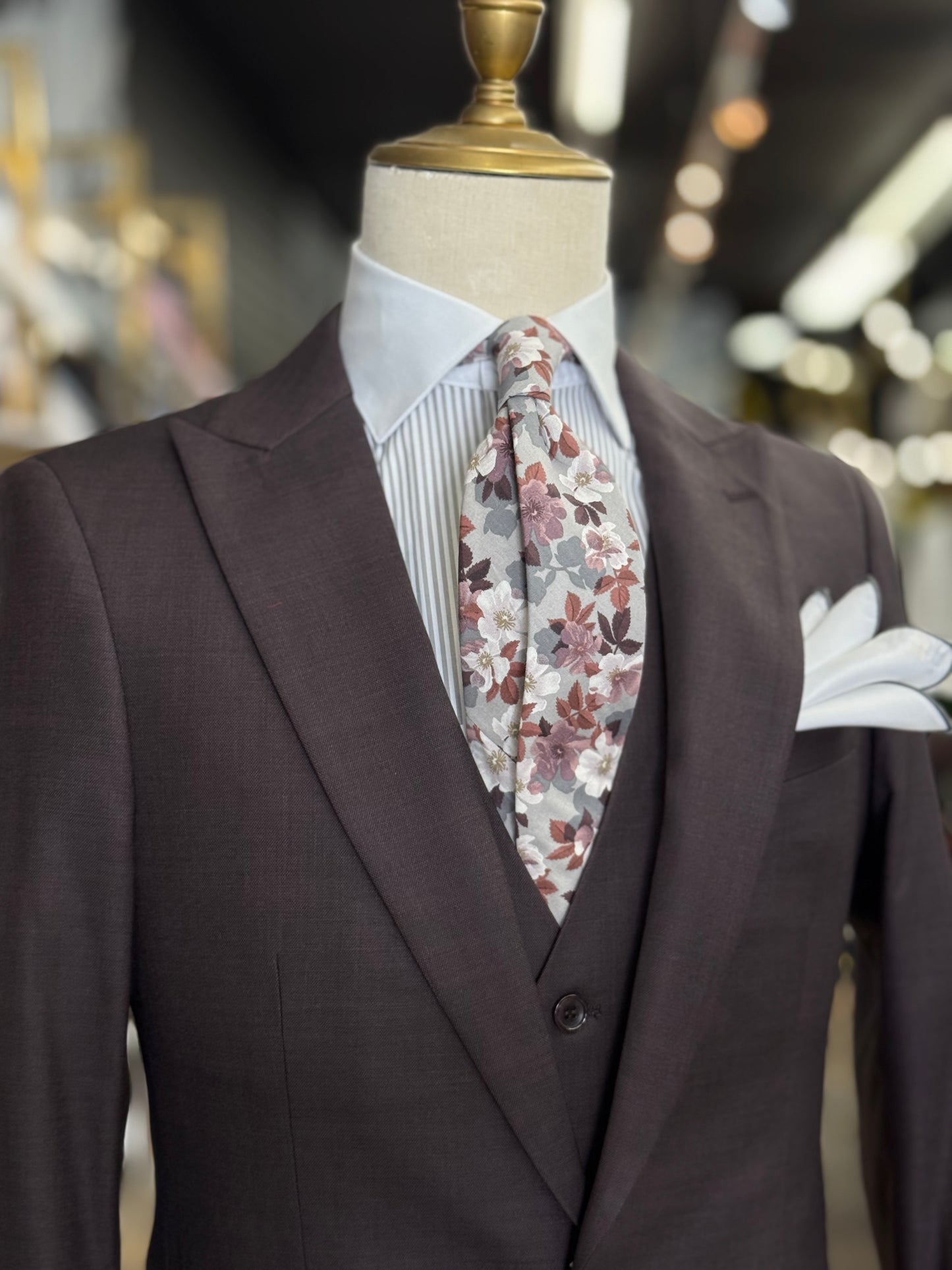 Espresso Plum Peak Lapel Suit
