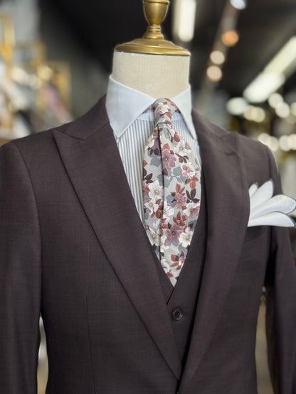 Espresso Plum Peak Lapel Suit