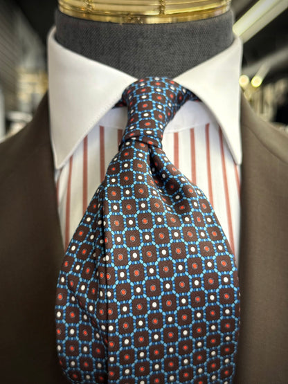 Necktie Brown & Blue Mosaic Geometric