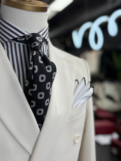 Necktie Square Medallion Black and White