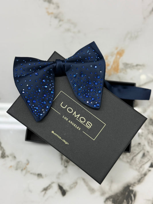 Crystal Navy Big butterfly bow tie