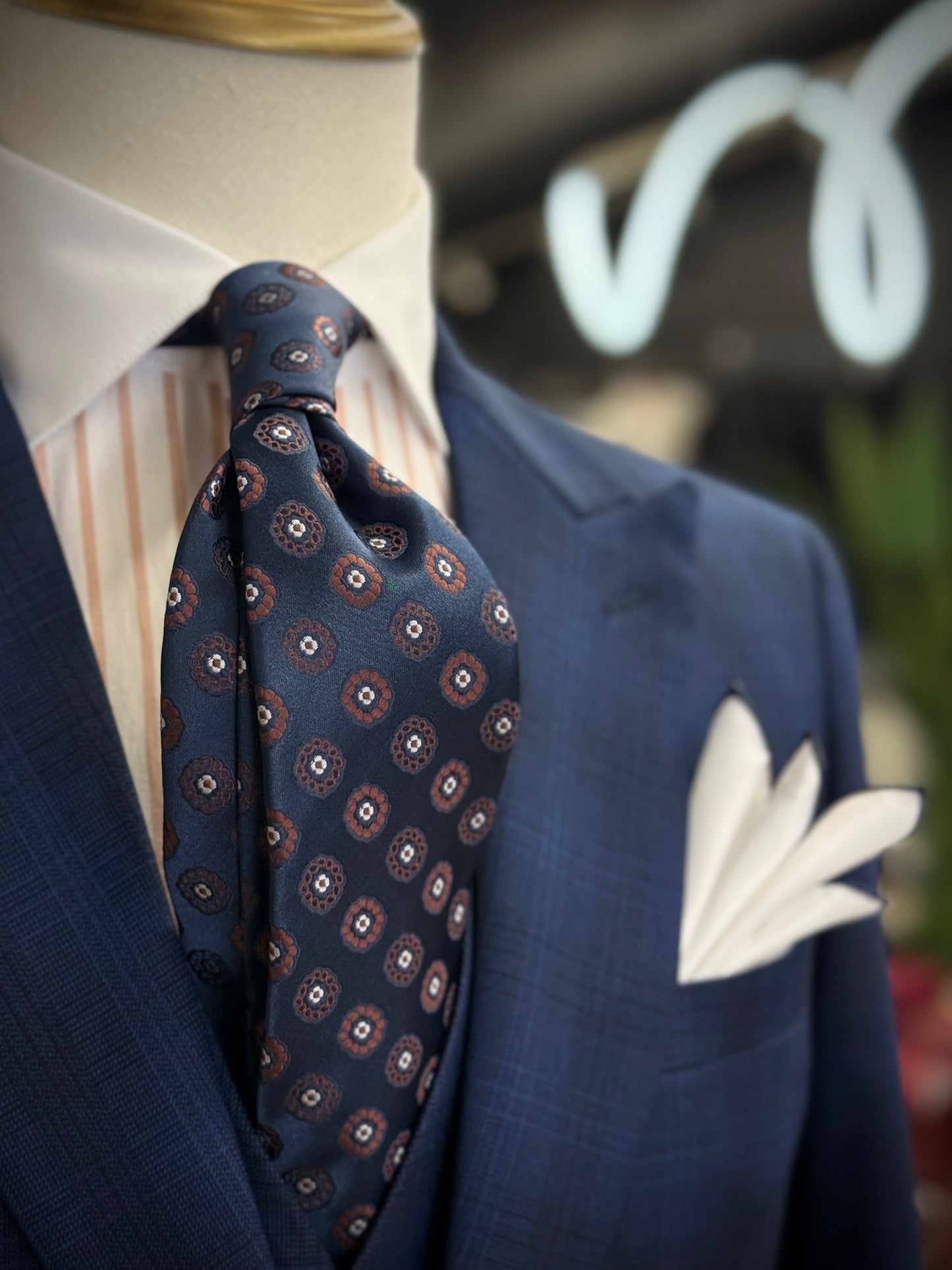Necktie Medallion Navy & Rust