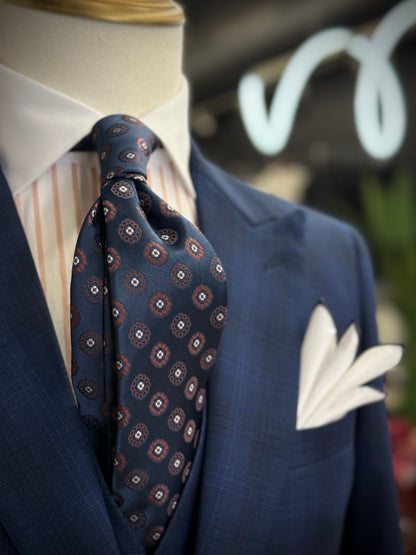 Necktie Medallion Navy & Rust