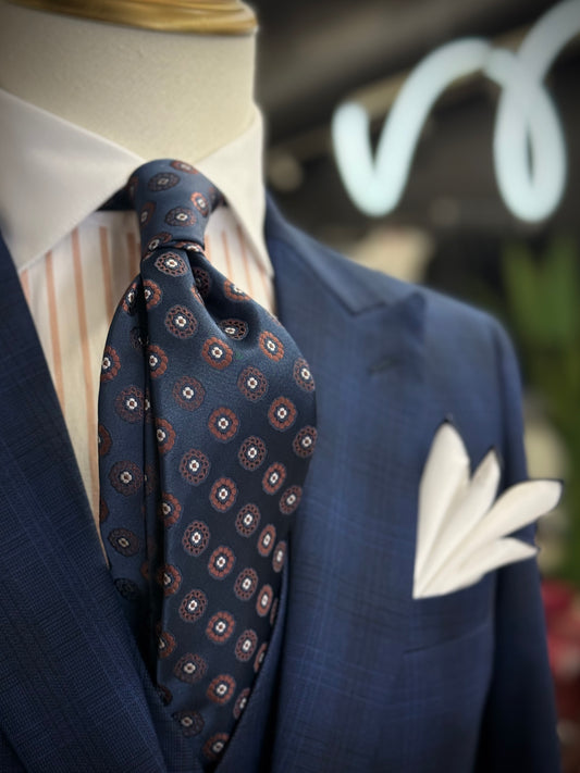 Necktie Medallion Navy & Rust