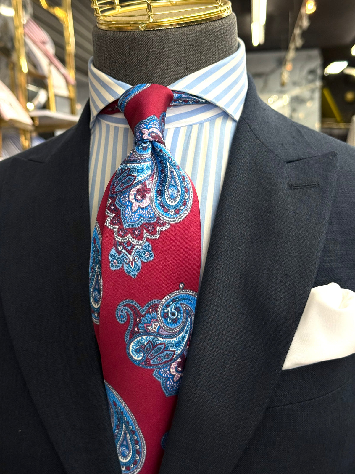 Necktie Big Paisley Crimson & Blue