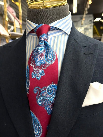 Necktie Big Paisley Crimson & Blue