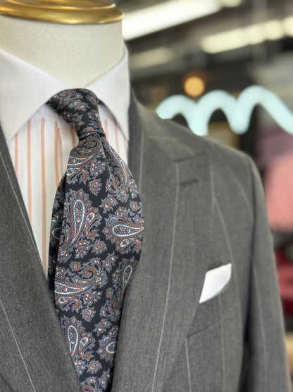 Necktie Mid Paisley Charcoal & Rust
