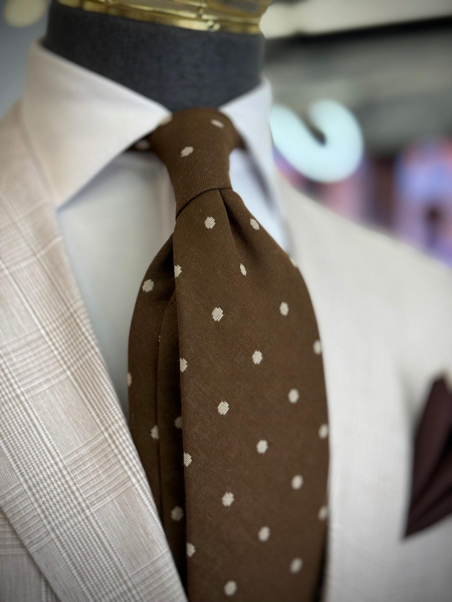 Necktie Polka Dot Brown & Beige