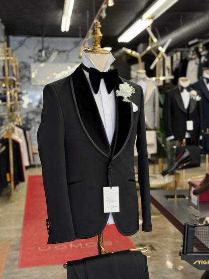 Black Shawl Lapel Velvet Edition