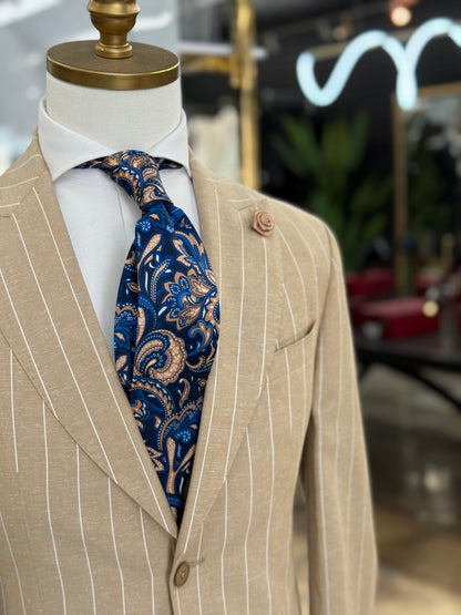 Necktie Big Paisley Navy Blue & Gold