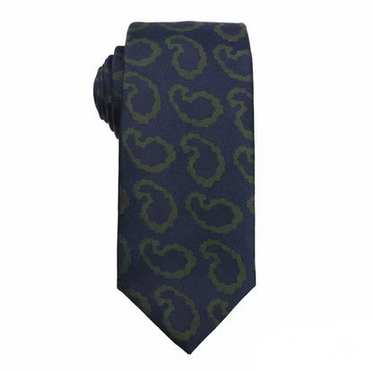 Necktie Navy with big paisley green