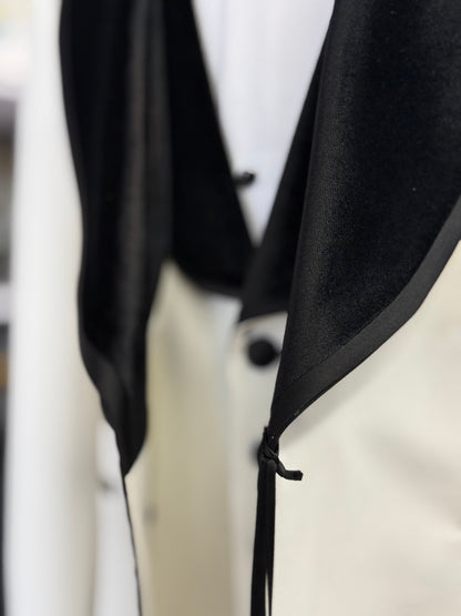 Off White Shawl Lapel Velvet Edition