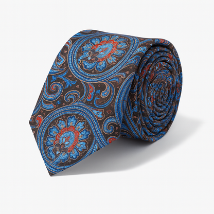 Necktie Big Paisley Chocolate, Blue & Rust