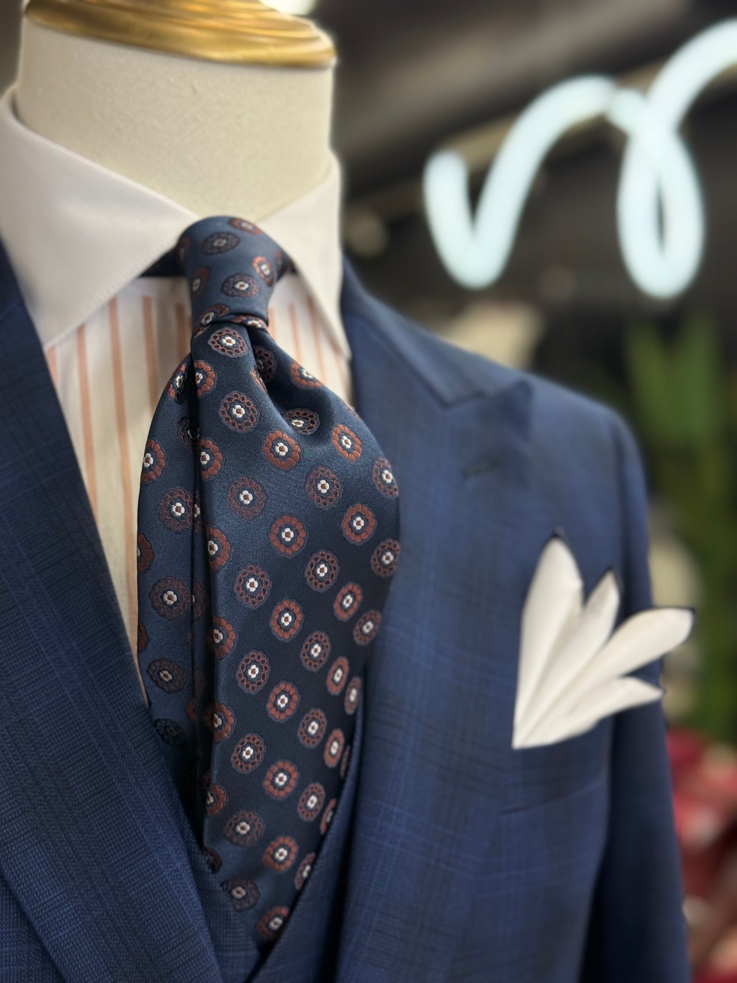 Necktie Medallion Navy & Rust