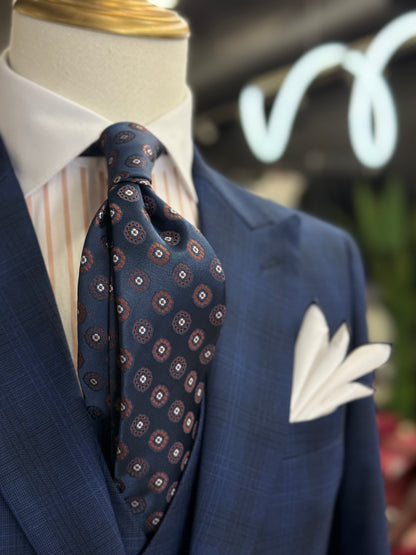 Necktie Medallion Navy & Rust