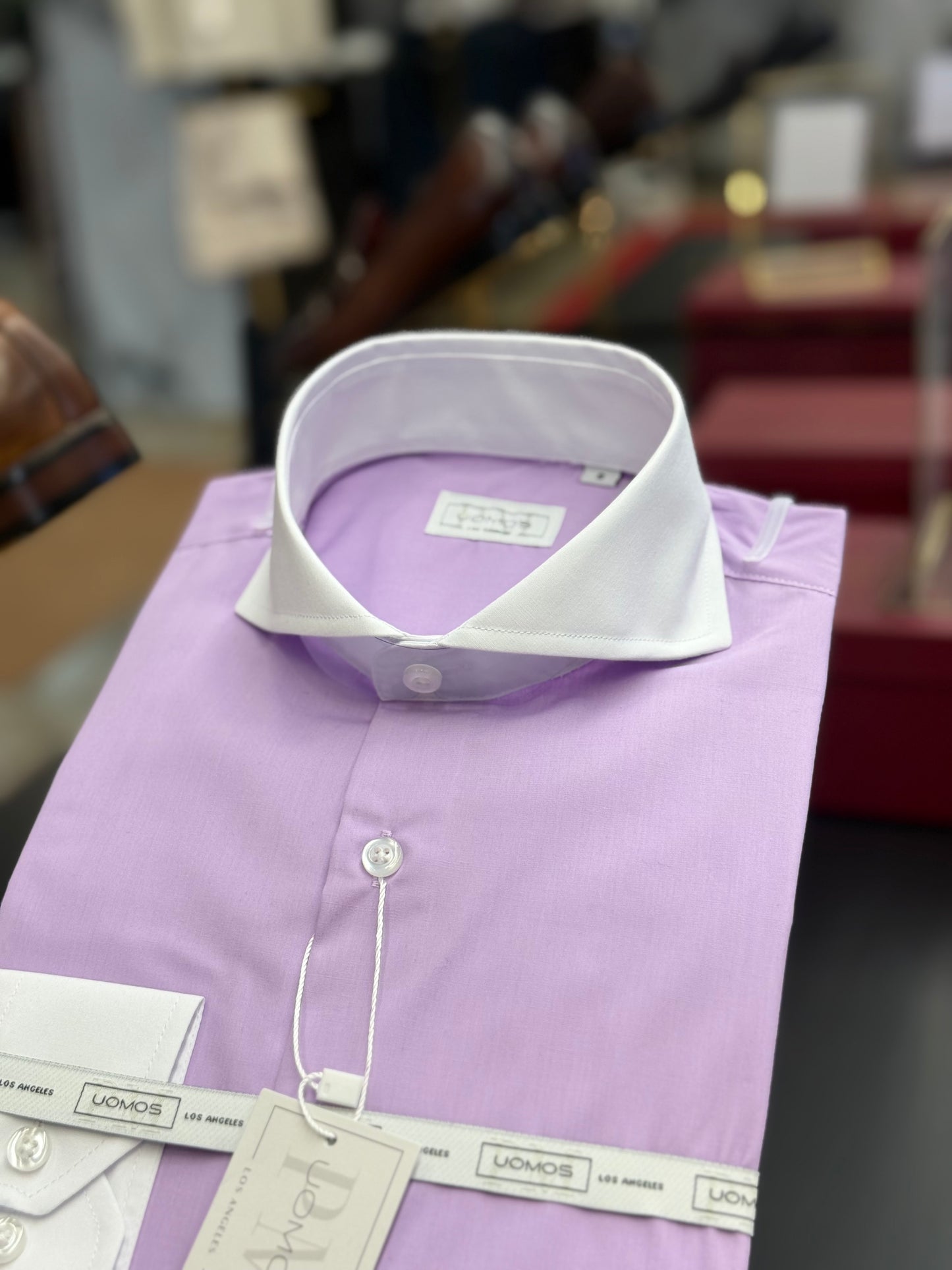 Lavender & White Cutaway Collar and Cuffs Poplin