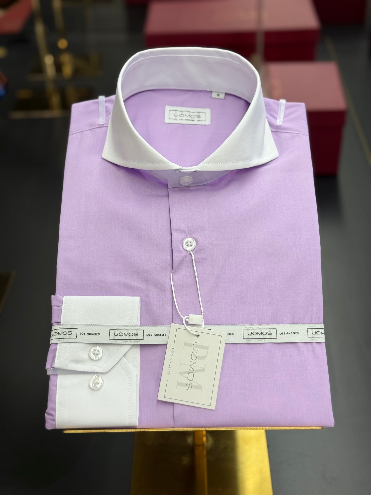 Lavender & White Cutaway Collar and Cuffs Poplin