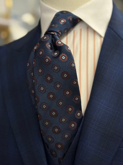 Necktie Medallion Navy & Rust