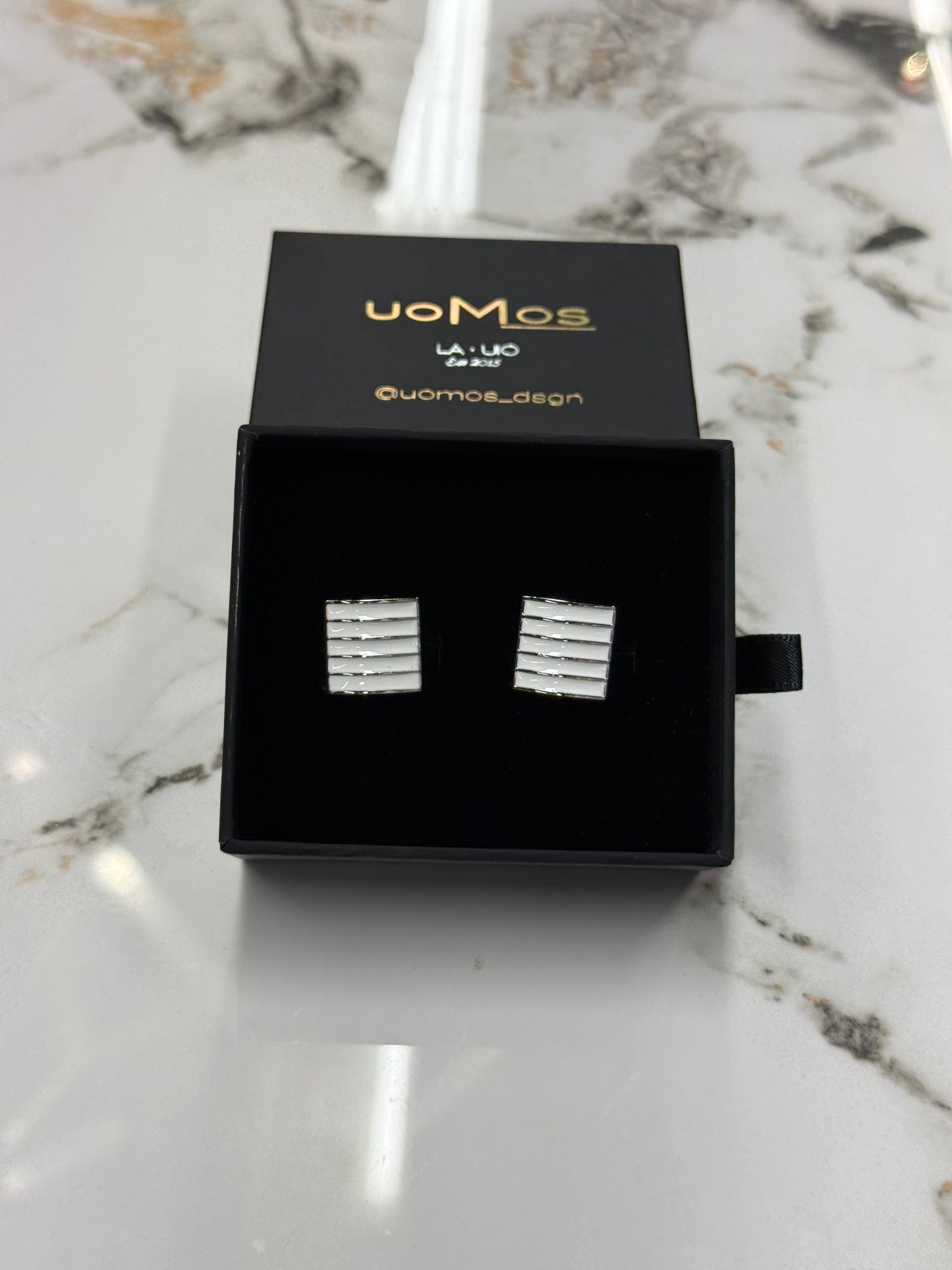 Classic White Stripe Cufflinks
