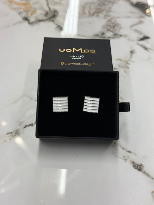 Classic White Stripe Cufflinks