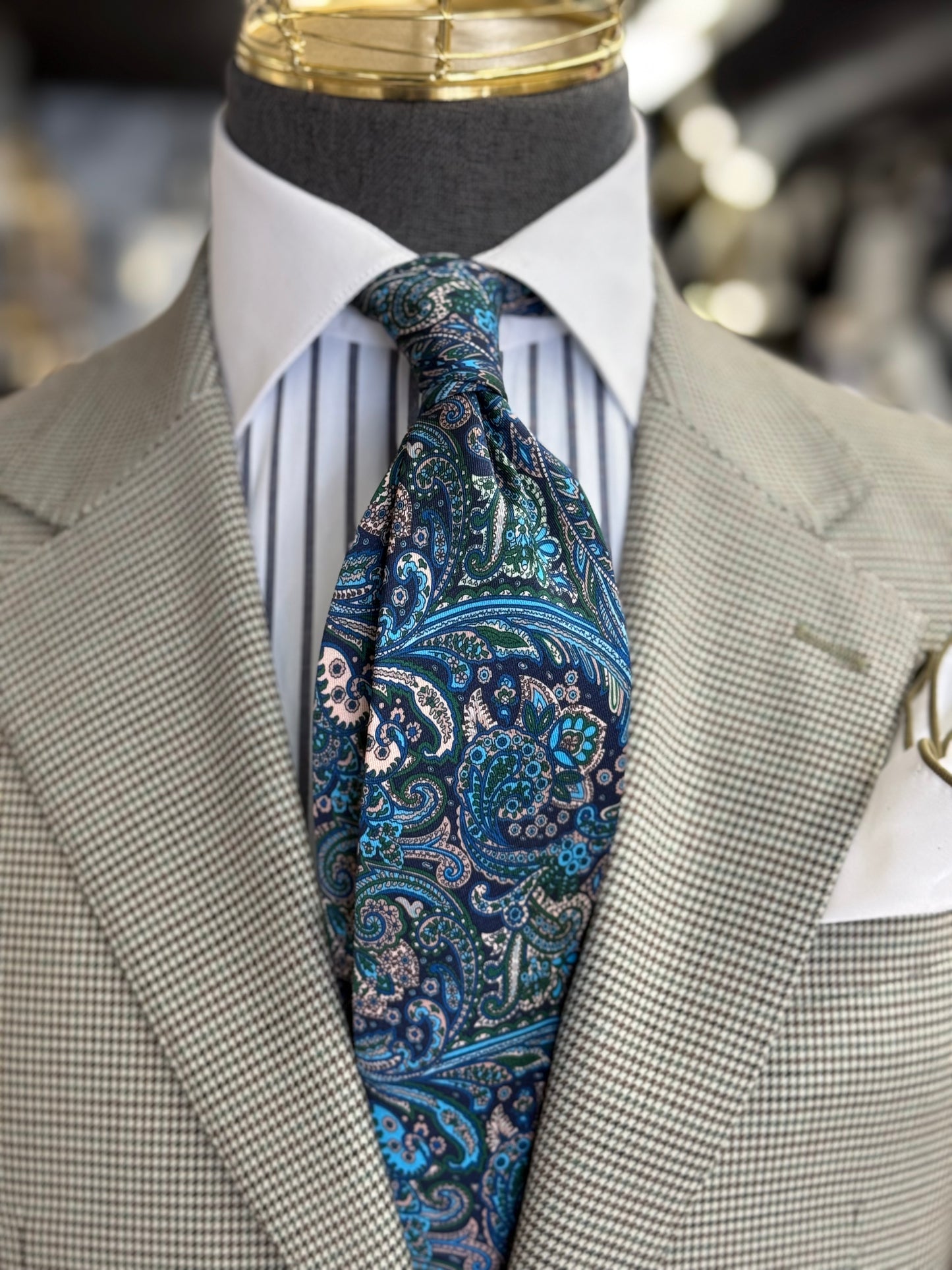 Necktie Paisley Blue and Green
