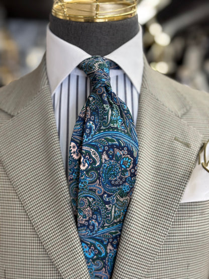 Necktie Paisley Blue and Green