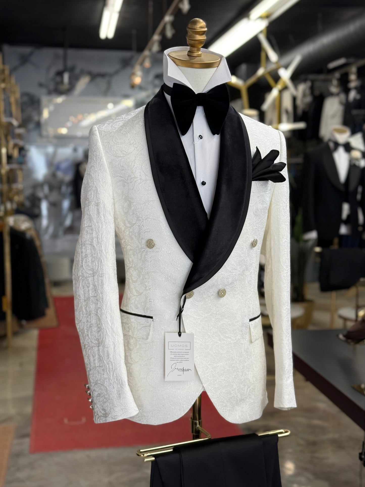 Off White Ivory Shawl Lapel Velvet Edition