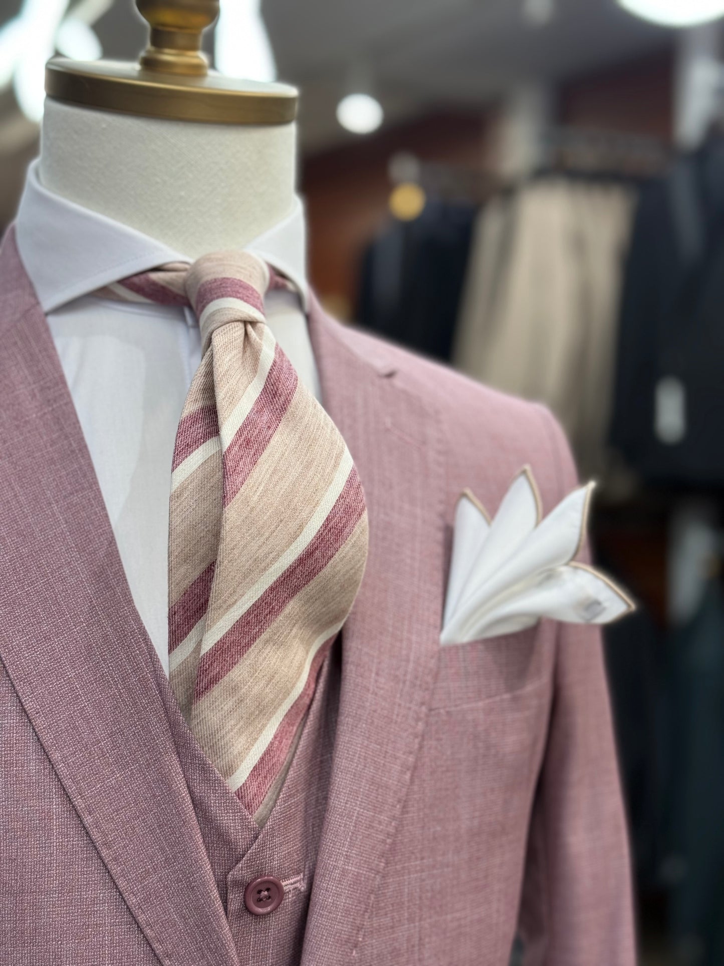 Necktie Regimental Blush Tan & Burgundy Textured tie