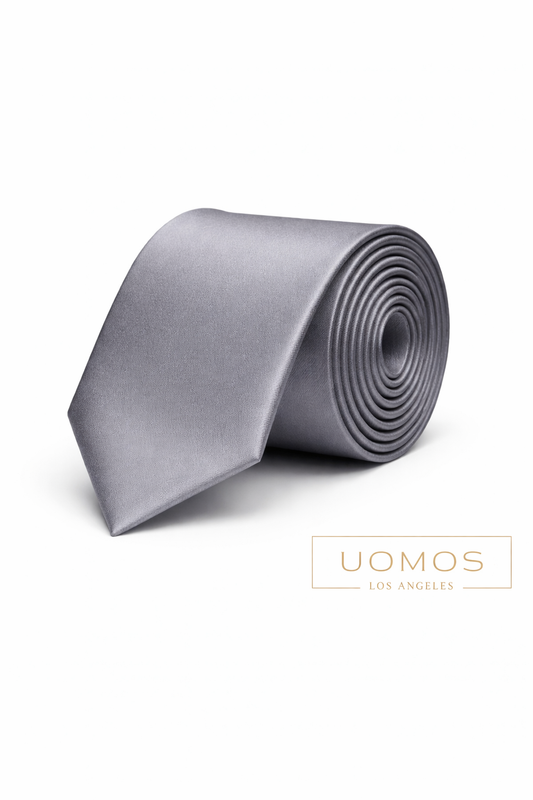 Charcoal Steel Grey Tie & Pocket Square Set