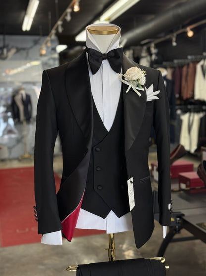 Wide Shawl Lapel Black Tuxedo Uomos