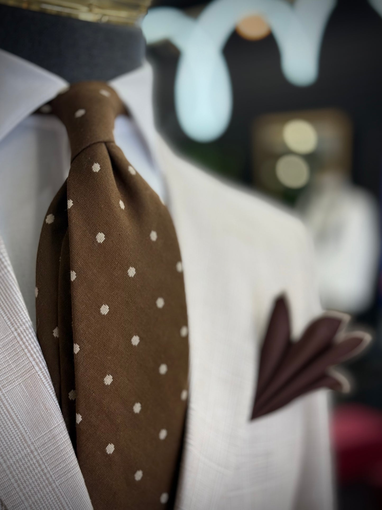 Necktie Polka Dot Brown & Beige