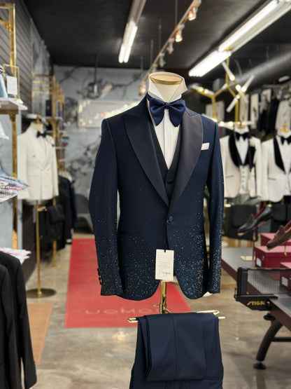 Midnight Stardust Navy Peak Lapel Tuxedo