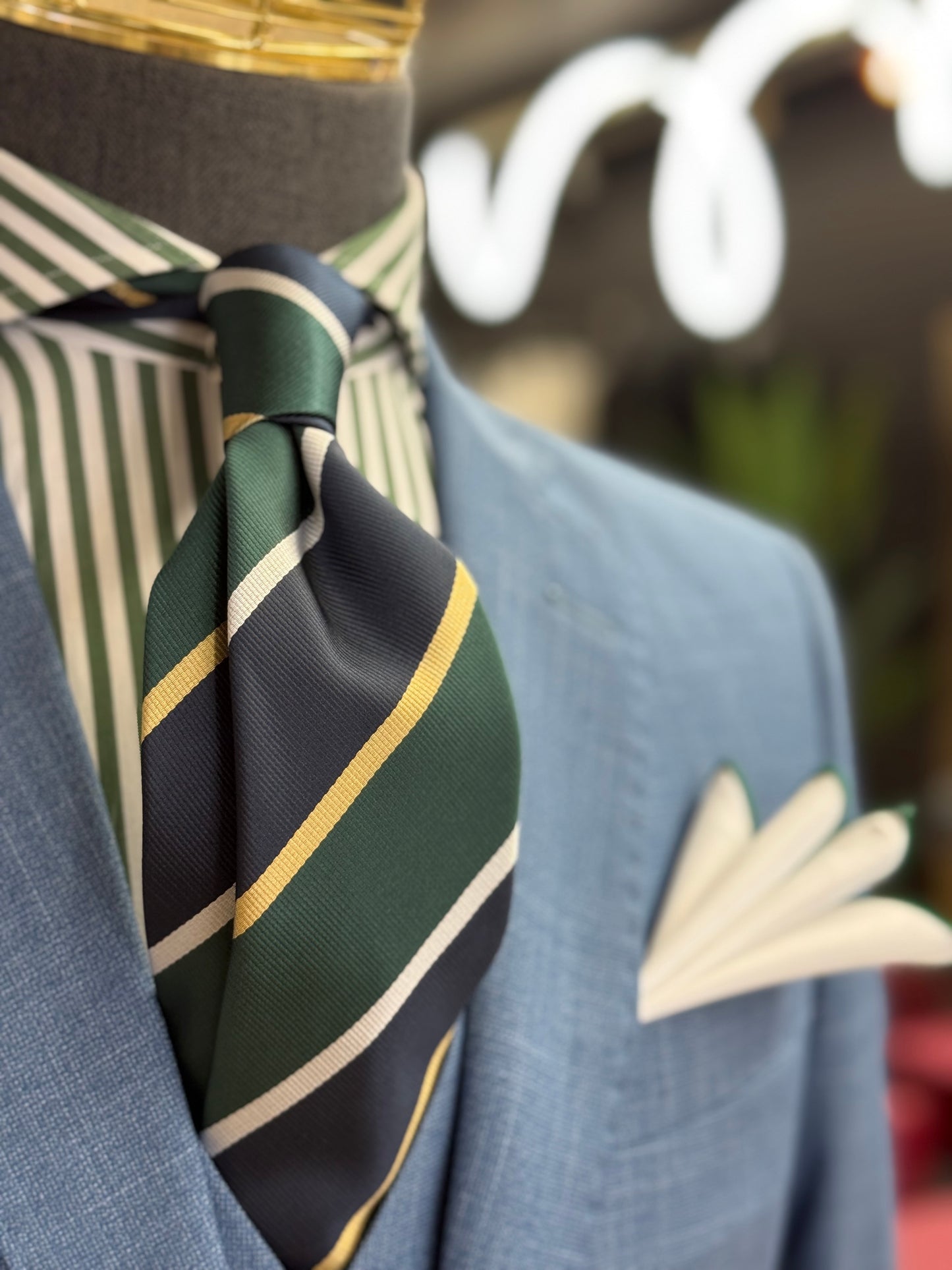Necktie Regimental Classic Club Green and Navy