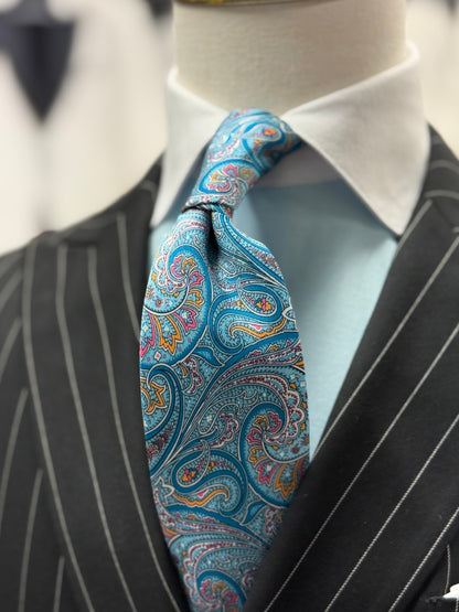 Necktie Mid Paisley Turquoise