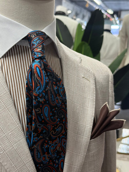 Necktie Paisley Brown and Navy
