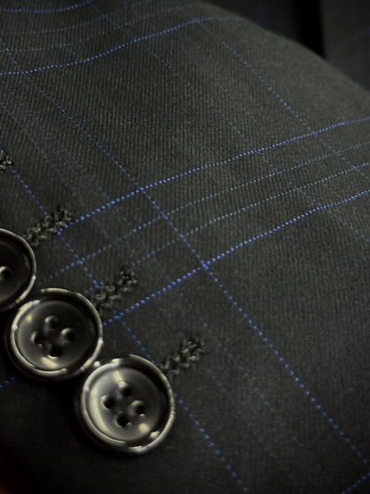 Black & Blue Three Pieces Vested Suit