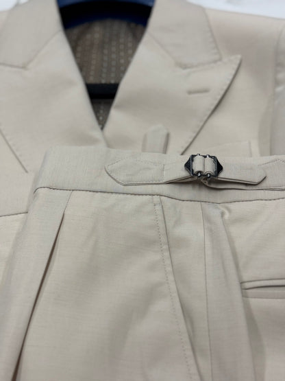 Light Tan Double-Breasted Suit Stretch